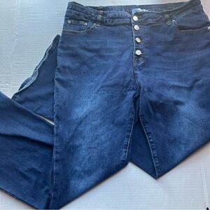 Classic Medium Indigo Flare Women's Jeans 4 Button Fly Size 16